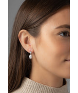 'Belle' 9-9.5mm Grey Cultured River Pearl & Cubic Zirconia Earrings image 2