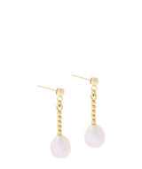 Gift Packaged 'Neve' White River Pearl & 9ct Yellow Gold Drop Earrings