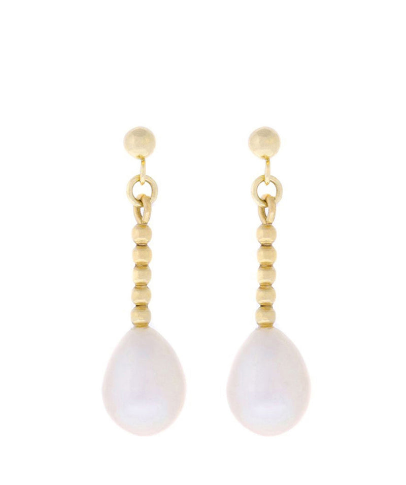 Gift Packaged 'Neve' White River Pearl & 9ct Yellow Gold Drop Earrings