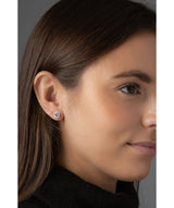 'Pari' Silver Round Ear Studs with Cubic Zirconia Pure Luxuries London