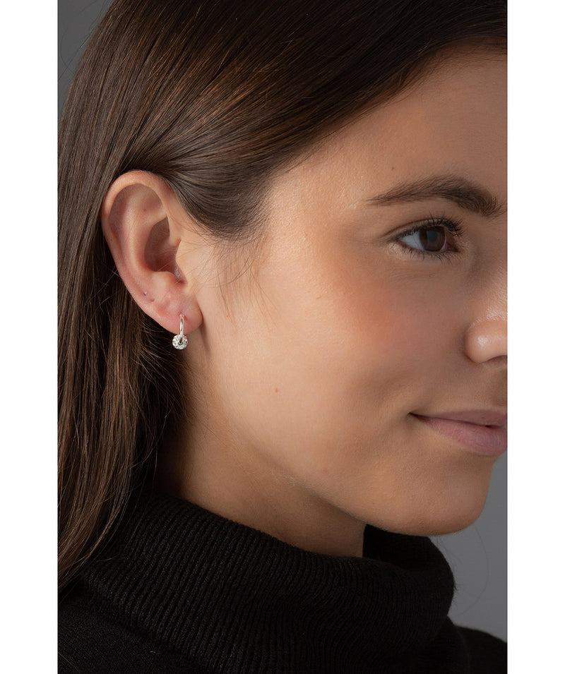 'Dyani' Sterling Silver & Crystal Hoop Earrings image 2