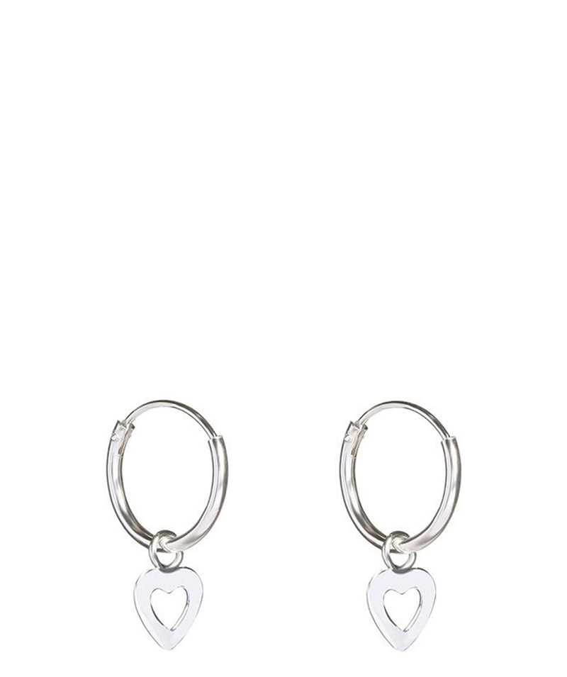 Gift Packaged 'Mizuki' Sterling Silver Hoop Hanging Heart Earrings