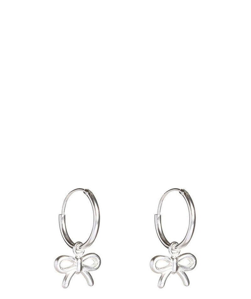 Gift Packaged 'Tora' Sterling Silver Hoop Hanging Bow Earrings