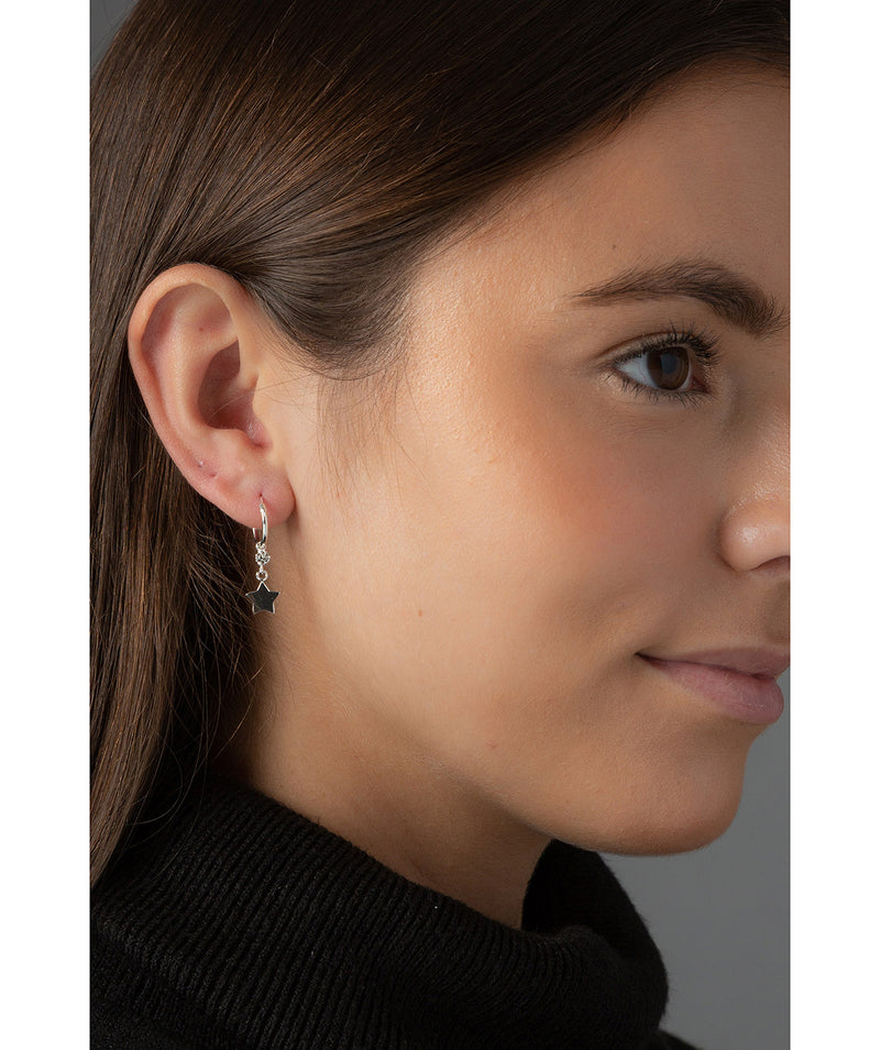 'Halyn' Sterling Silver & Cubic Zirconia Star Hoop Earrings image 2
