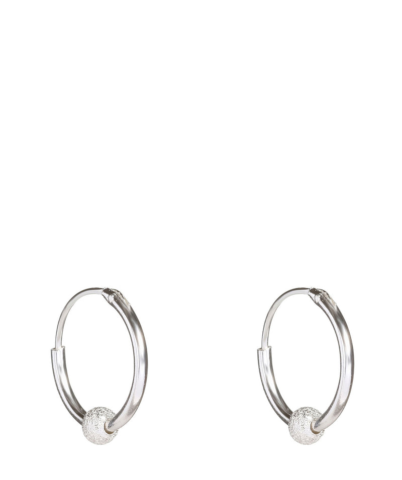 Gift Packaged 'Mira' Silver Ear Hoops with Hanging Ball