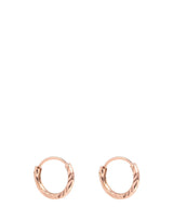 Gift Packaged 'Gift Packaged Khuit' Rose Gold Plated Silver Diamond Cut Ear Hoops