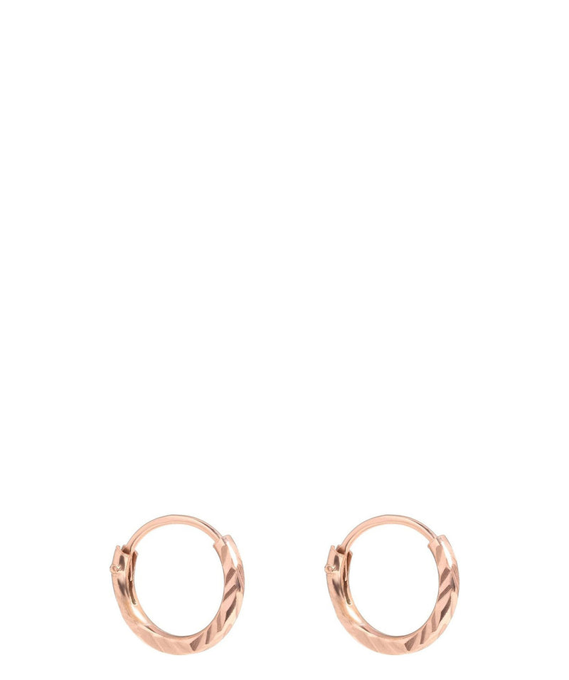 Gift Packaged 'Gift Packaged Khuit' Rose Gold Plated Silver Diamond Cut Ear Hoops