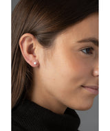 'Manjula' Silver Ball Ear Studs with Diamond Dust image 2