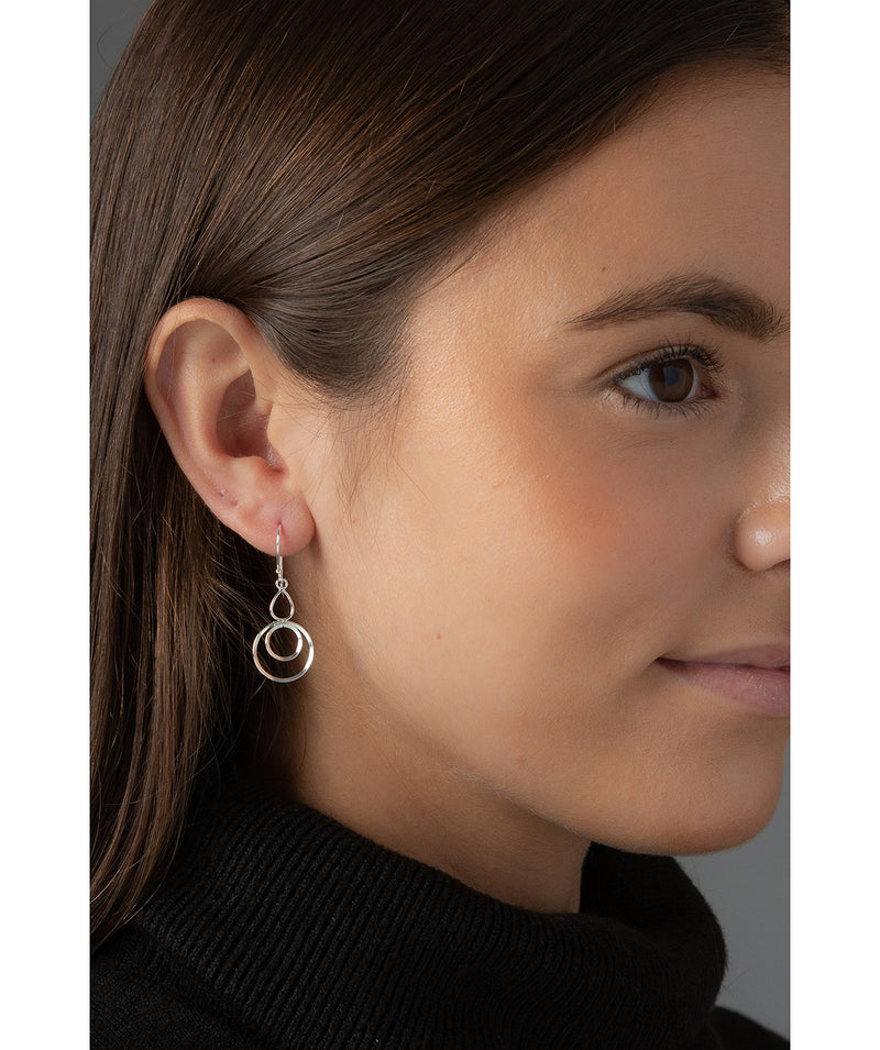 'Elu' Sterling Silver Circle Drop Earrings image 2
