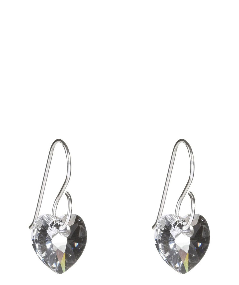 Gift Packaged 'Aoh' Silver Heart Earrings With Crystals