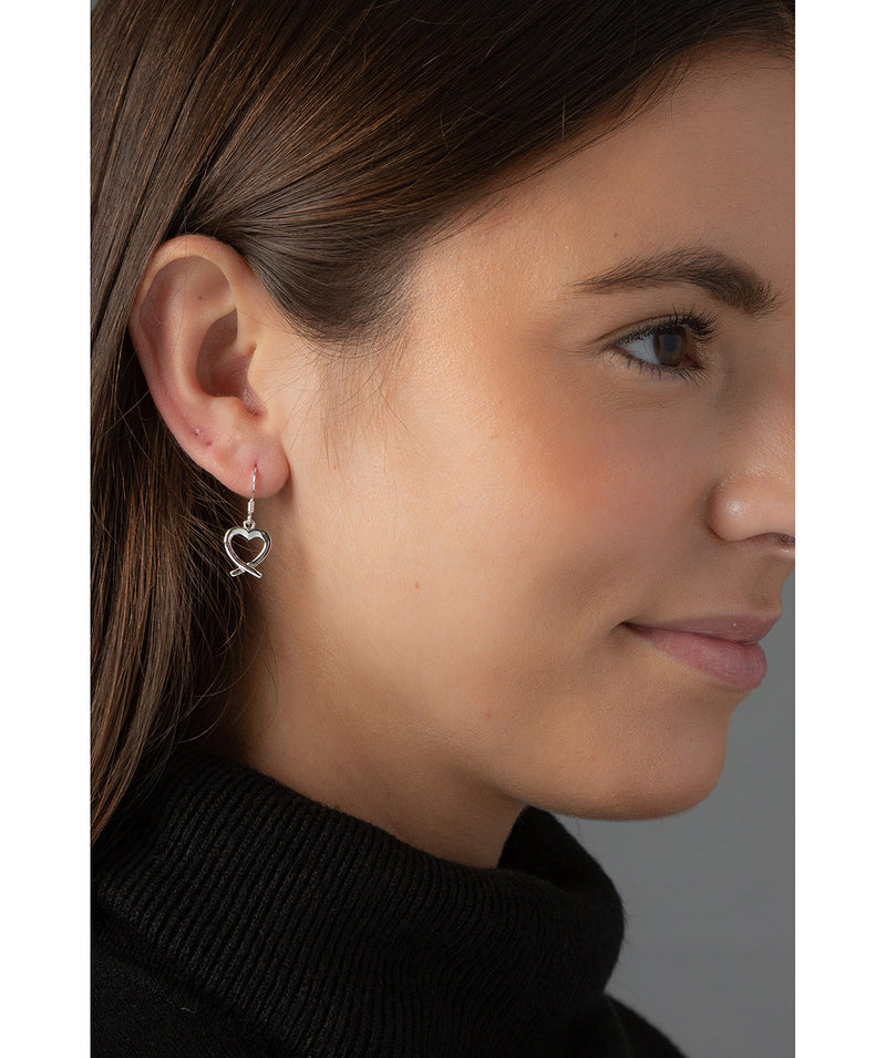 'Achara' Sterling Silver Heart Earrings image 2