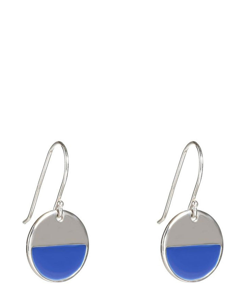 Gift Packaged 'Bashira' Sterling Silver and Dark Blue Round Earrings