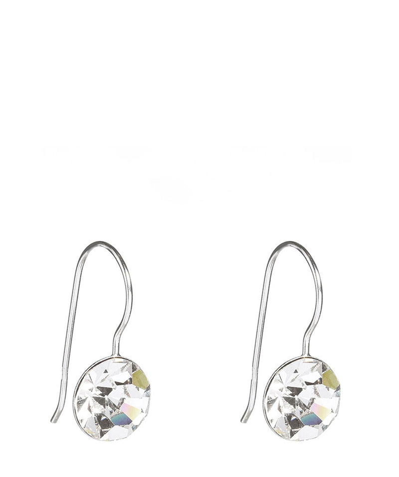 'Midori' Silver Round Earrings with Crystal image 1