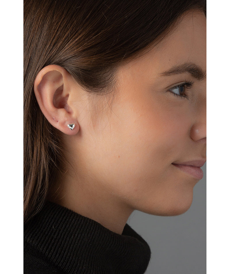 'Phawta' Sterling Silver Heart Stud Earrings
 image 2