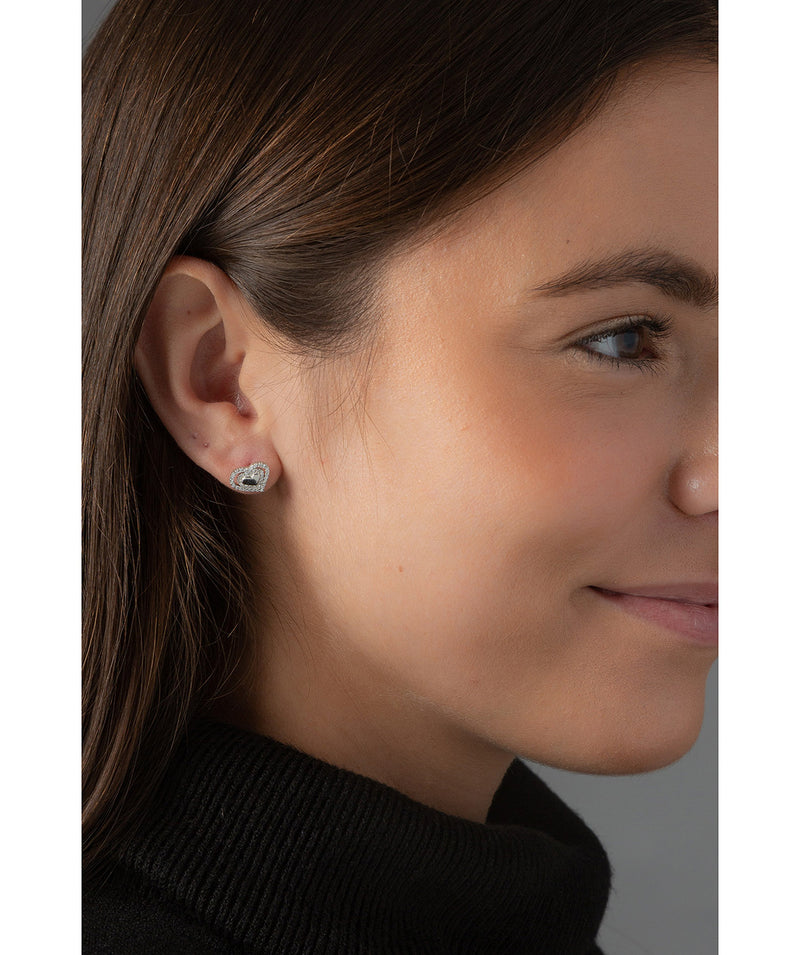 'Samorn' Sterling Silver & Cubic Zirconia Heart Earrings image 2