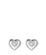 'Aatami' Sterling Silver & Cubic Zirconia Heart Stud Earrings image 1