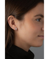 'Aatami' Sterling Silver & Cubic Zirconia Heart Stud Earrings image 2