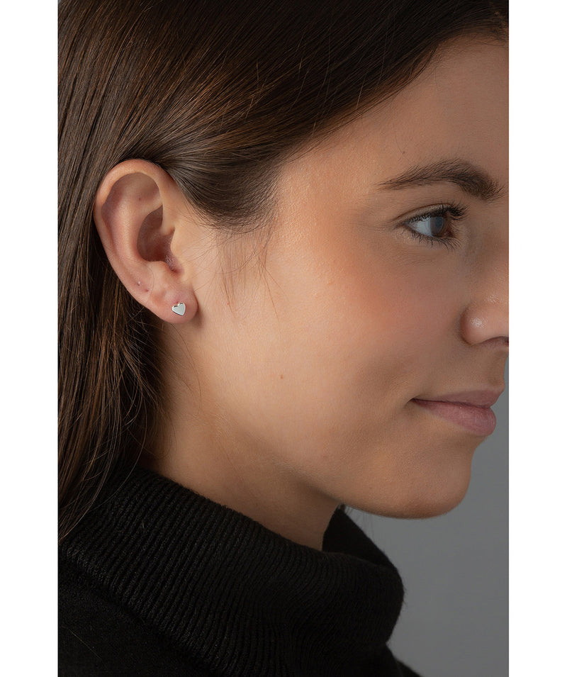 'Akiko' Sterling Silver Heart Stud Earrings image 2