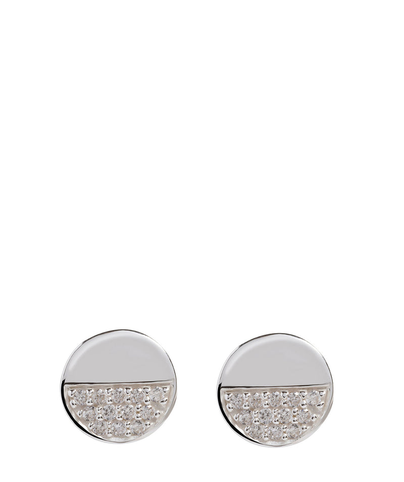 'Alva' Silver Round Ear Studs with Cubic Zirconia image 1