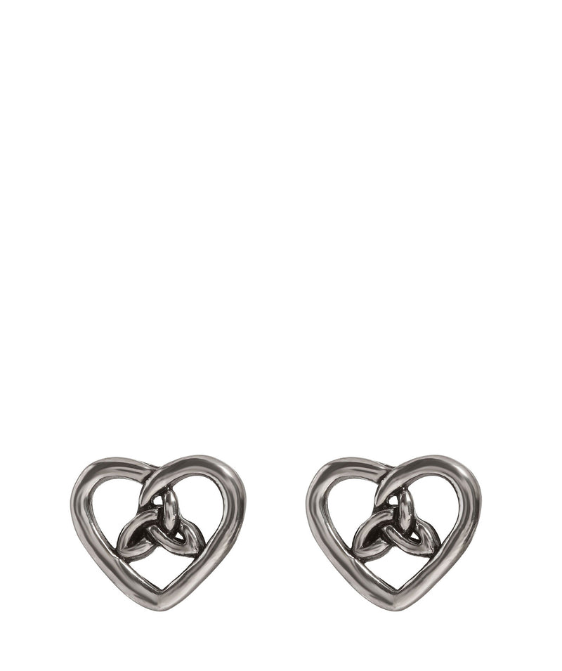 'Epona' Silver Celtic Heart Ear Studs image 1
