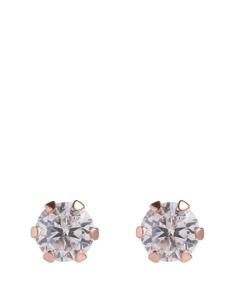 'Dipa' Round Rose Gold Plated Silver Ear Studs with Cubic Zirconia image 1