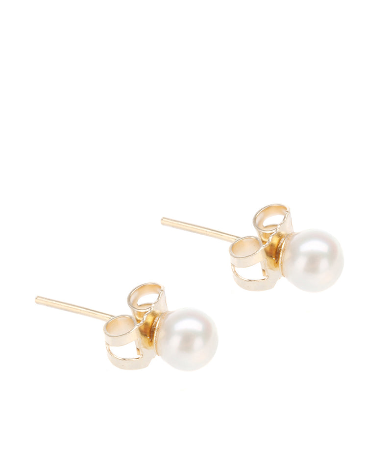 Gift Packaged 'Stacie' 4-4.5mm Round White River Pearl & 9ct Yellow Gold Earrings