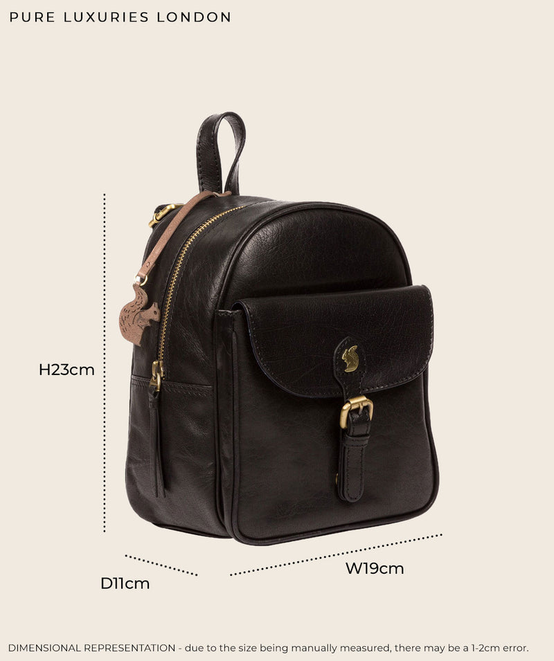 'Eloise' Black Leather Backpack