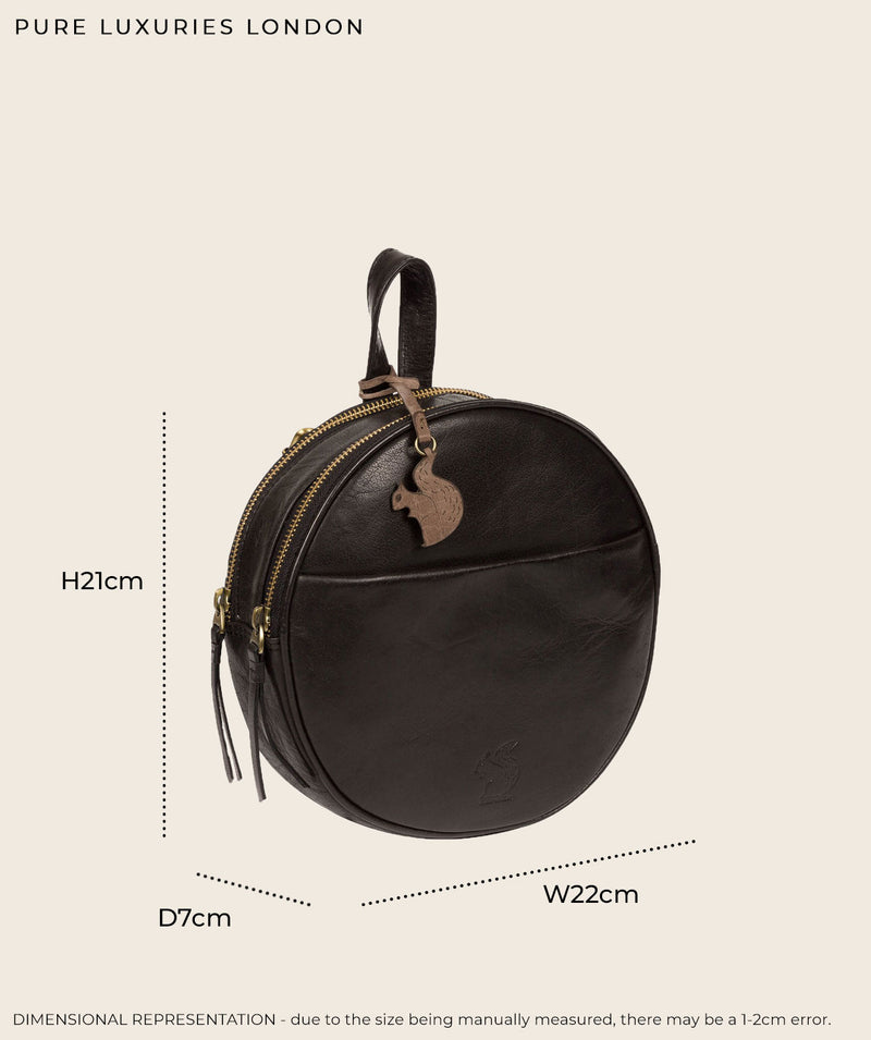 'Hoop' Black Small Leather Backpack