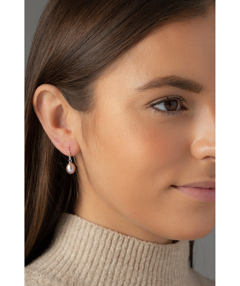 'Jean' Pink Pearl & Sterling Silver Drop Earrings  image 2