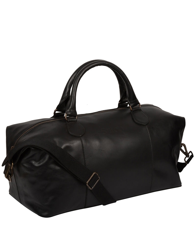 'Excursion' Black Leather Holdall