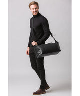 'Excursion' Black Leather Holdall