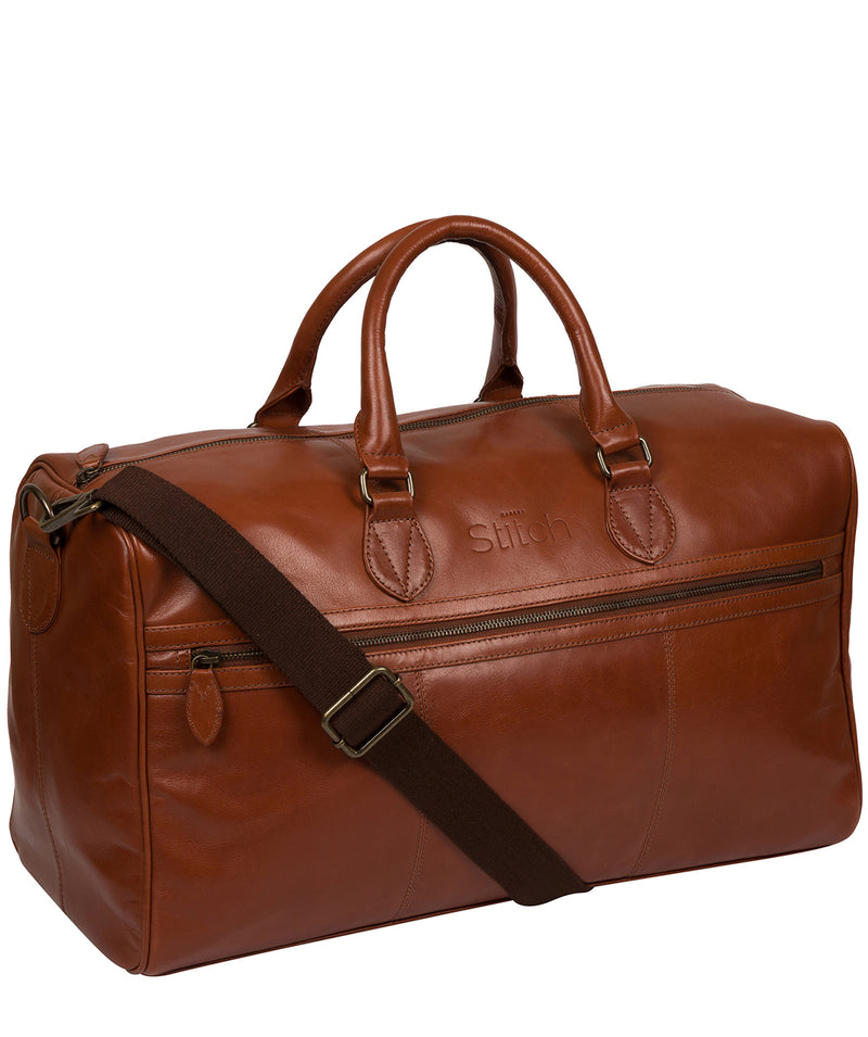 'Aviator' Conker Brown Leather Holdall image 5