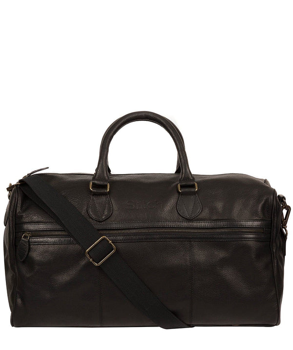 'Aviator' Vintage Black Leather Holdall Pure Luxuries London