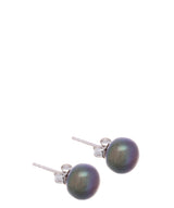 Gift Packaged 'Maria' 9-9.5mm Peacock Colour Freshwater Button Pearl Stud Earrings