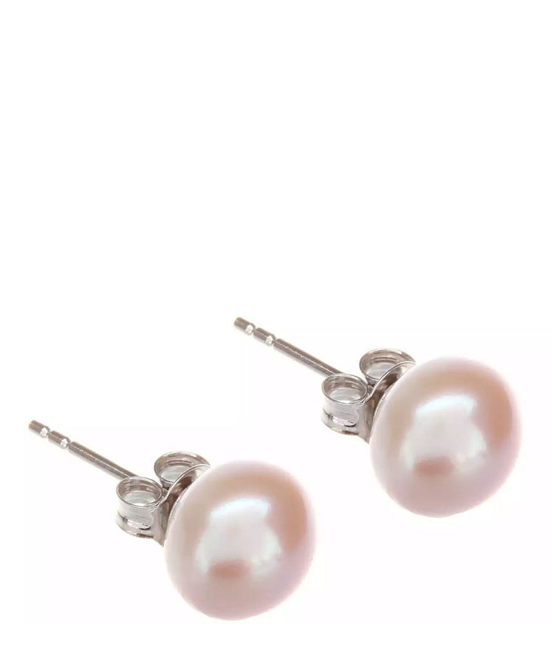 Gift Packaged 'Ivy' 9-9.5mm Pink Freshwater Button Pearl Stud Earrings