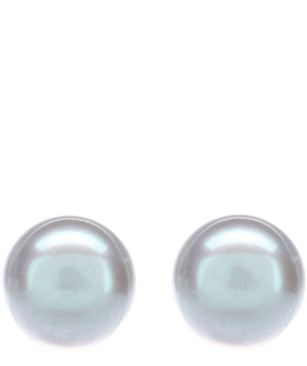 Gift Packaged 'Serena' 9-9.5mm Silver Pearl Earrings