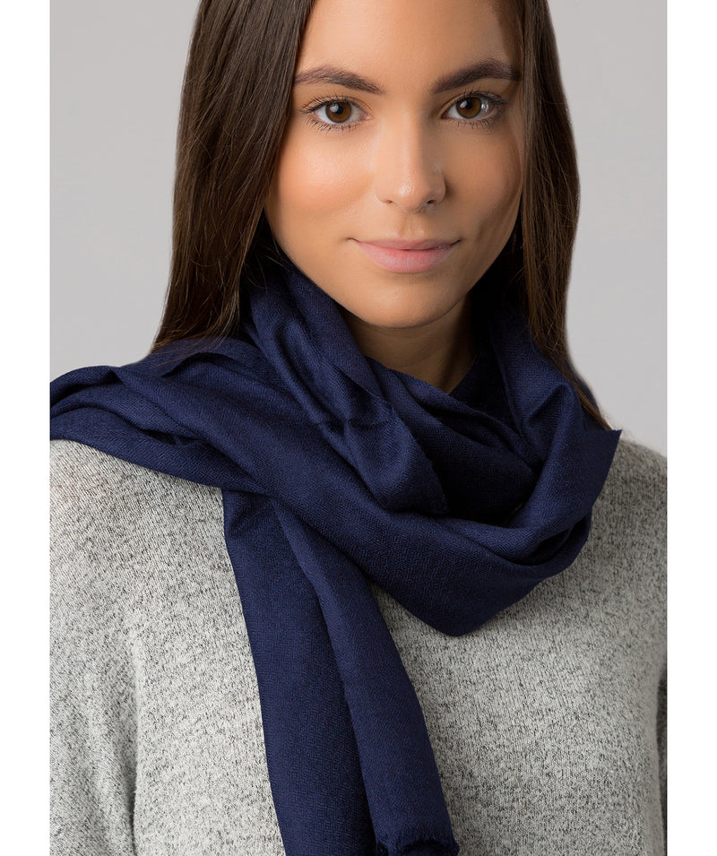 Navy Coloured Fine Quality Cashmere Scarf