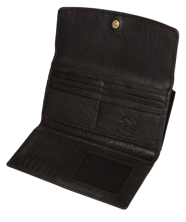 'Ollie' Black Tri-Fold Leather Purse Pure Luxuries London