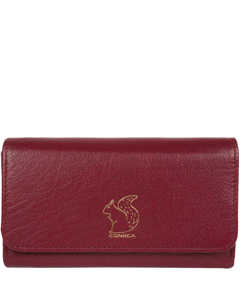 'Colleen' Deep Red Tri-Fold Leather Purse image 1