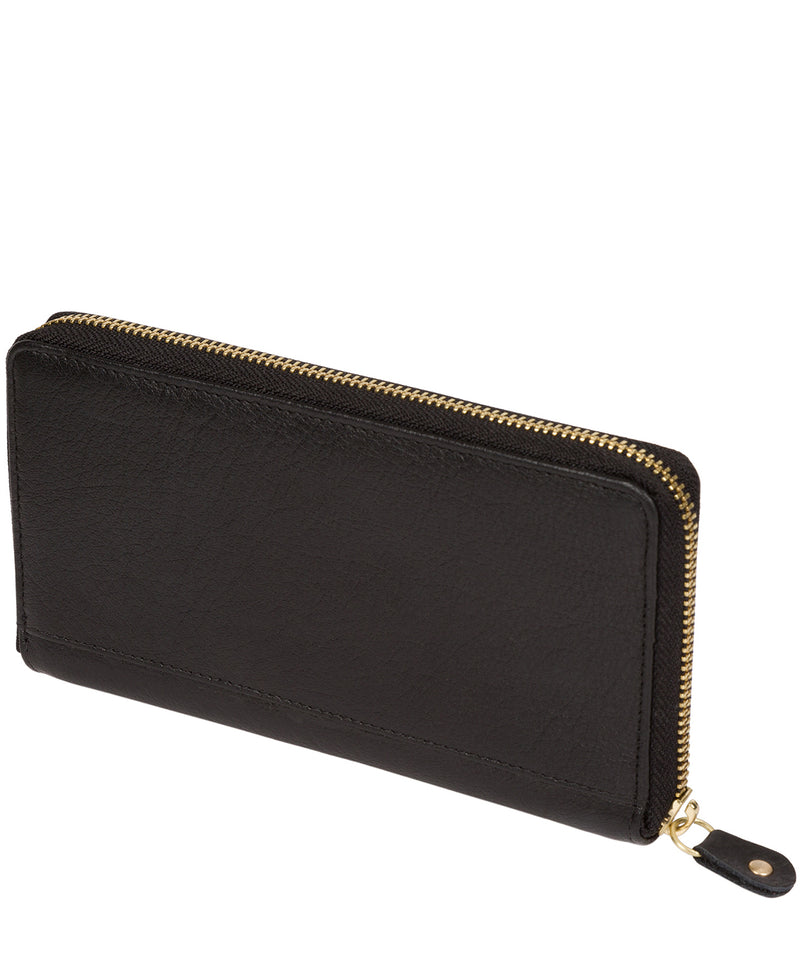 'Aisling' Black Zip Round Leather Purse Pure Luxuries London