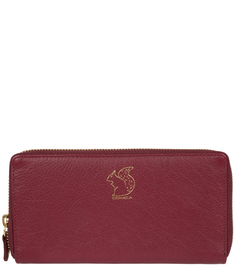 'Aisling' Deep Red Zip Round Leather Purse image 1