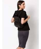 'Ingleby' Black Leather & Platinum-Coloured Detail Backpack image 2