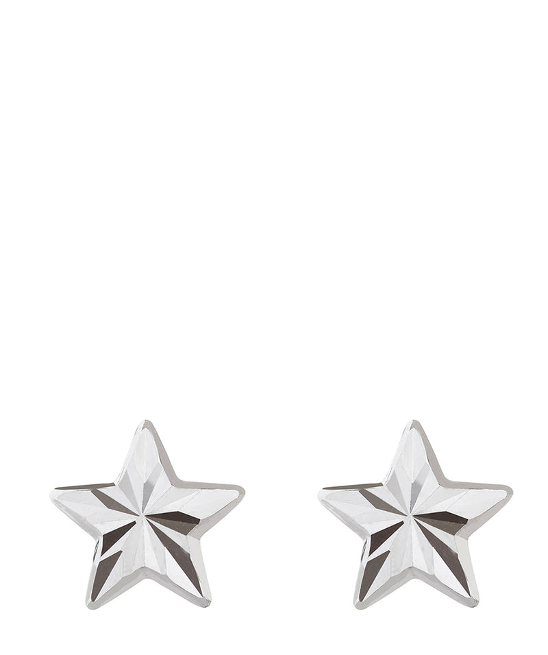 'Evita' Diamond Cut 9ct White Gold Star Earrings image 1