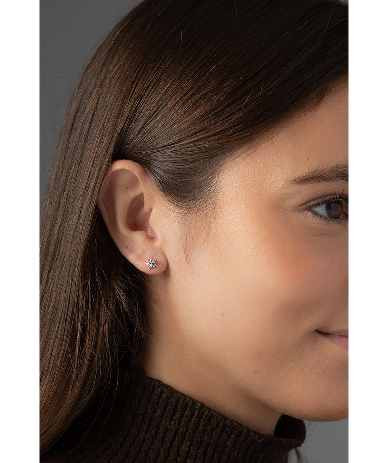 'Evita' Diamond Cut 9ct White Gold Star Earrings image 2
