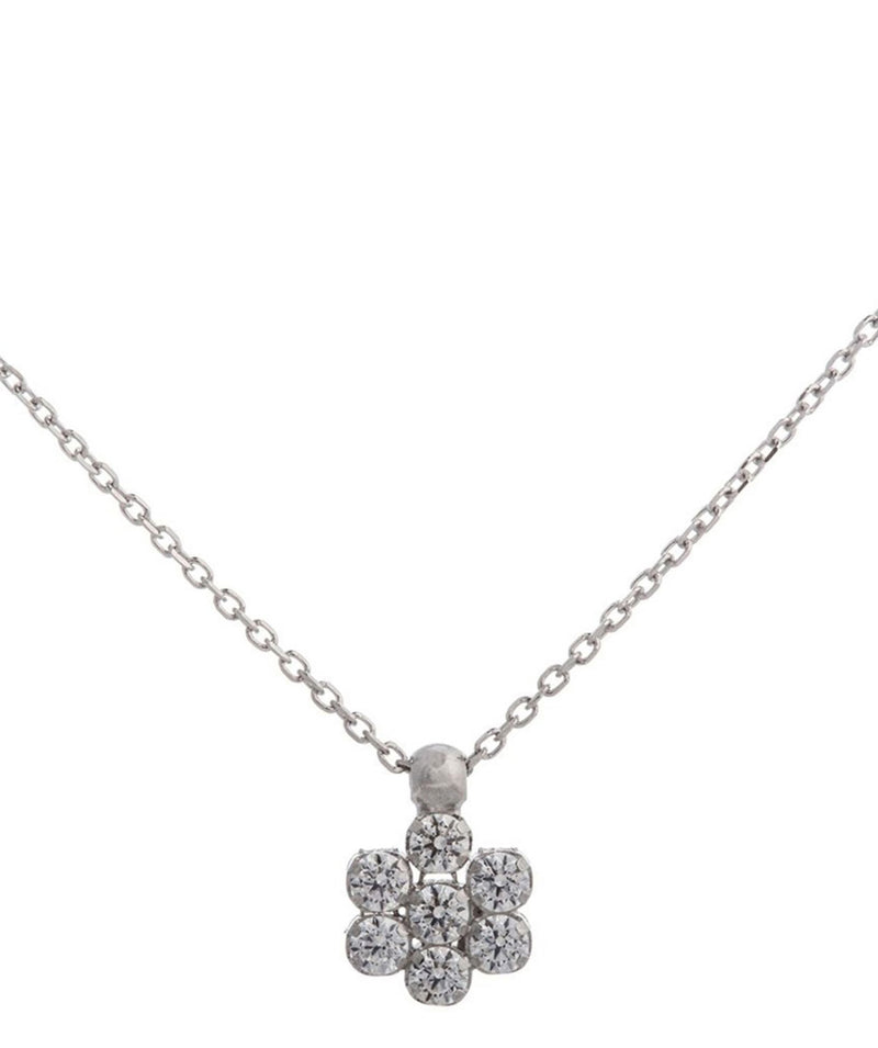 Gift Packaged 'Lori' Rhodium Plated & Cubic Zirconia Flower Necklace