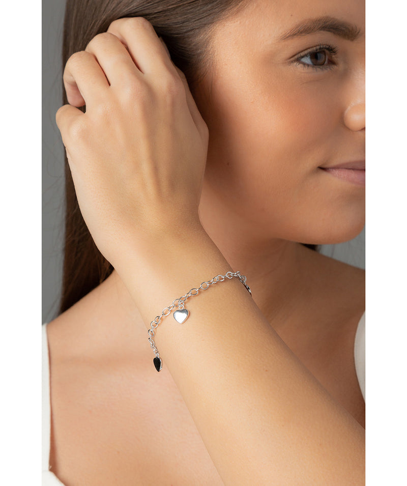 'Dara' Rhodium Plated Heart Charm Bracelet image 2