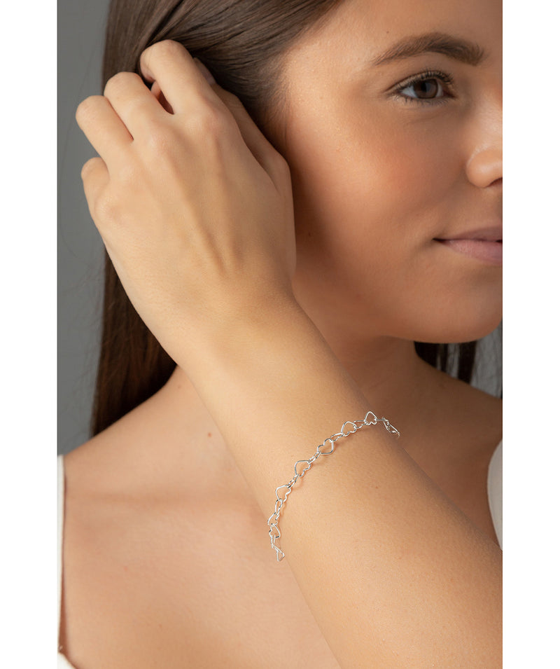 Gift Packaged 'Morgan' Sterling Silver Heart Link Bracelet