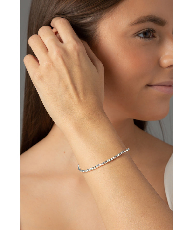 'Portia' Sterling Silver Square Bead Bracelet Pure Luxuries London