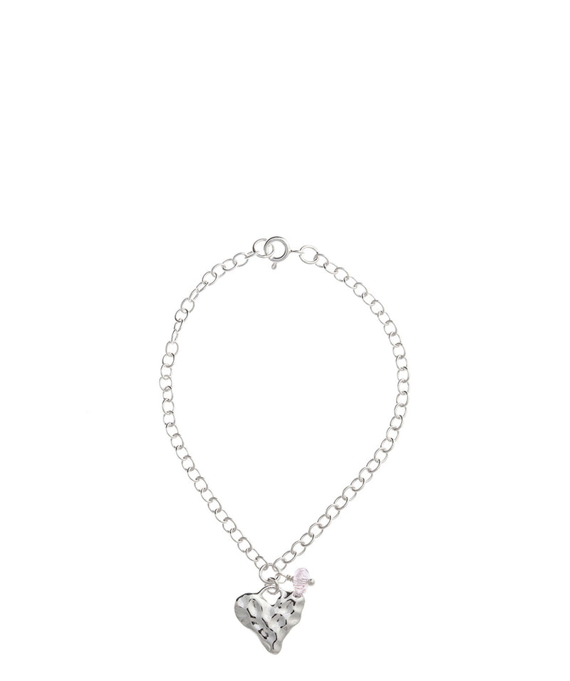 Gift Packaged 'Hanna' Sterling Silver Crinkled Heart & Rose Quartz Bracelet