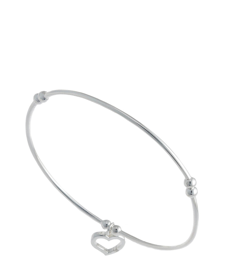Gift Packaged 'Roxanne' Sterling Silver & Cubic Zirconia Heart Charm Bangle